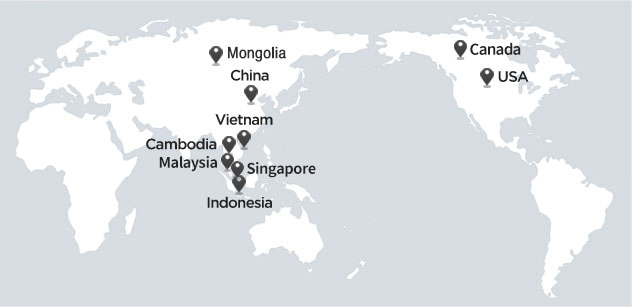 China Cambodia Vietnam Indonesia USA Mongolia